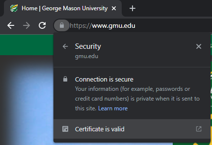 Chrome TLS Cert